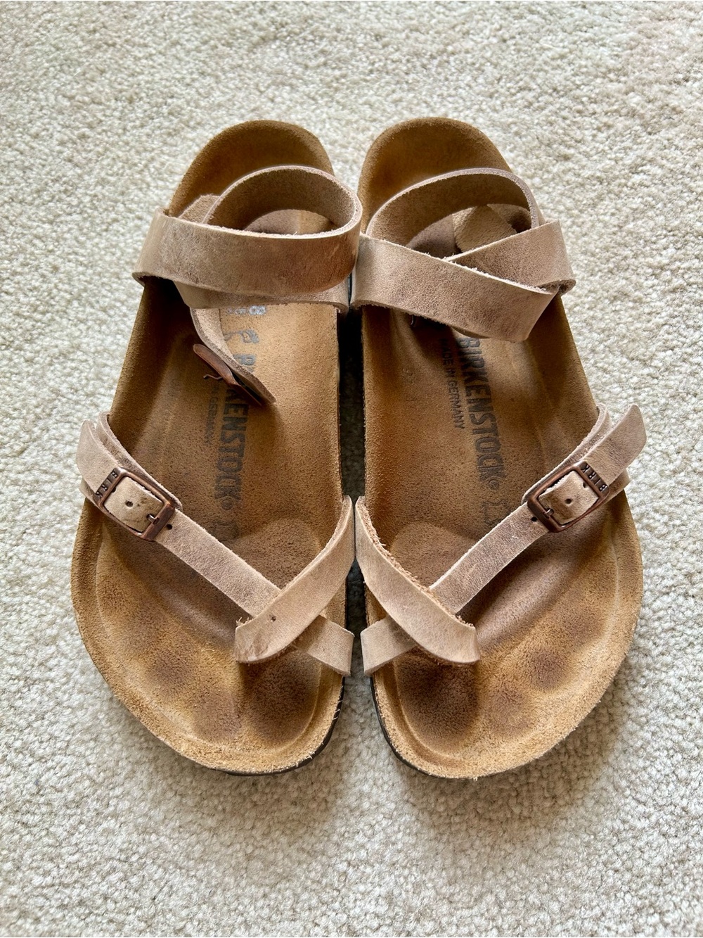 Birkenstock Tobacco Oiled Leather Yara Sandals Size 38 Regular - Picture 3 of 4